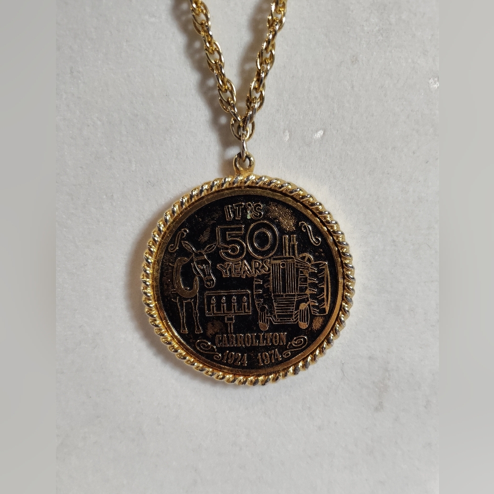 Vintage 1974 50 Year Anniversary Medallion Carrollton Texas
